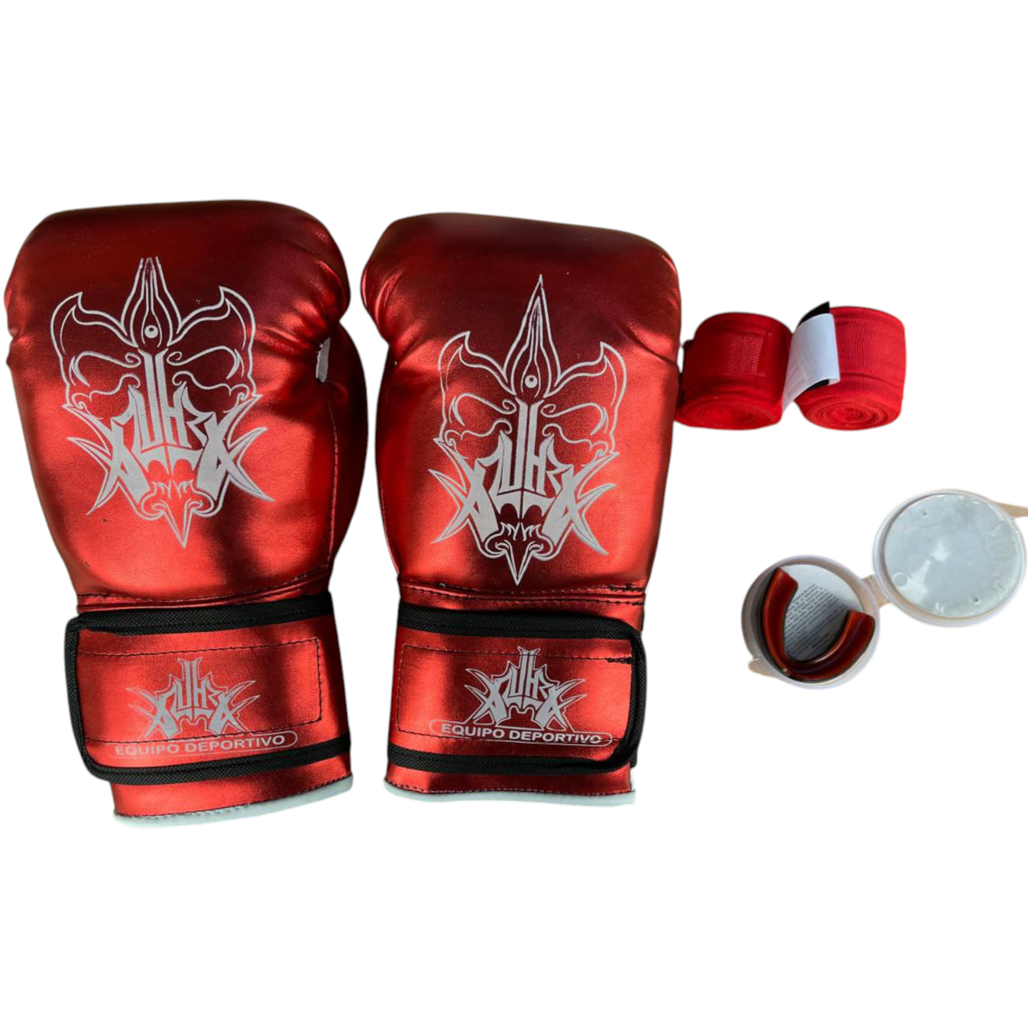 Kit de guantes reforzados, vendas semielasticas y bucal para boxeo, artes marciales, kickboxing y más