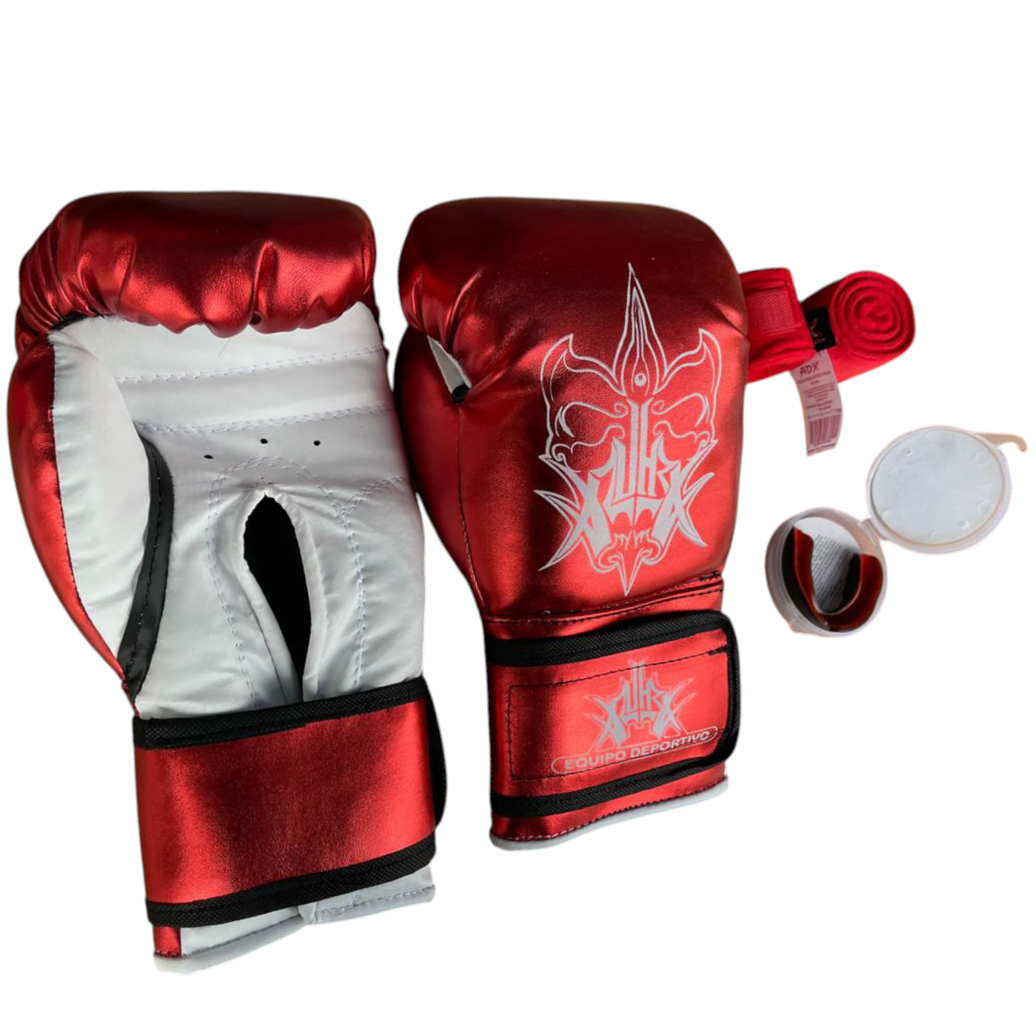 Kit de guantes reforzados, vendas semielasticas y bucal para boxeo, artes marciales, kickboxing y más