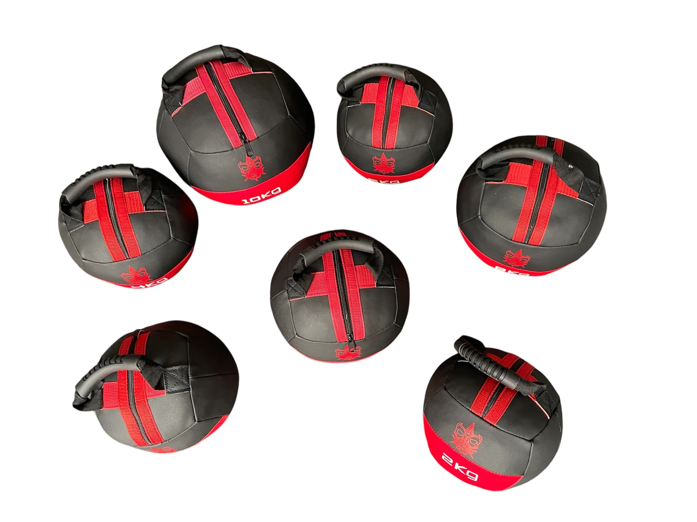 Kit de 7 Balones Medicinales con Agarradera y Cuerda para Crossfit, Fitness, Gym, Musculación