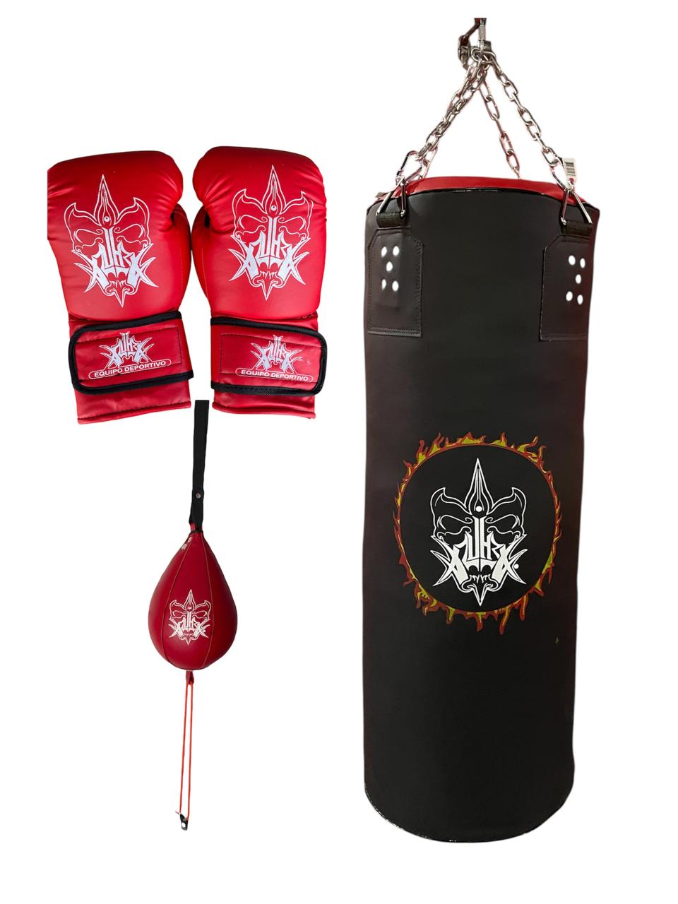 Costal Profesional con Pera de Piel y Guantes para Boxeo o Artes Marciales